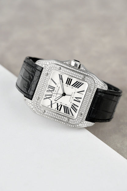 Santos De Cartier 100XL Iced Out 100 L 2656 Circa 2010s