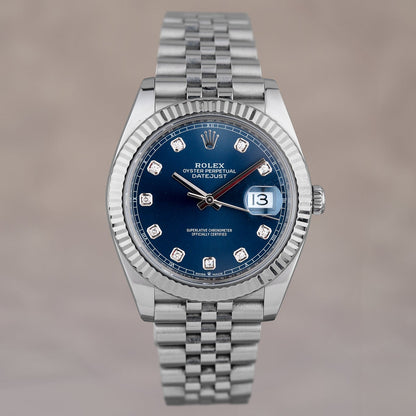 Rolex Datejust 41 Blue Dial with Diamonds 126334 41mm 2020