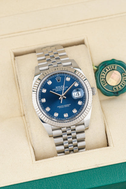 Rolex Datejust 41 Blue Dial with Diamonds 126334 41mm 2020