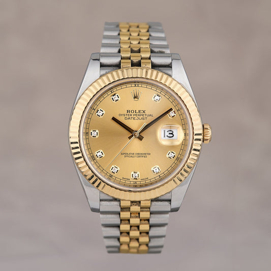 Rolex Datejust 41 Two Tone Yellow Gold Champagne Dial With Diamonds 126333 2019