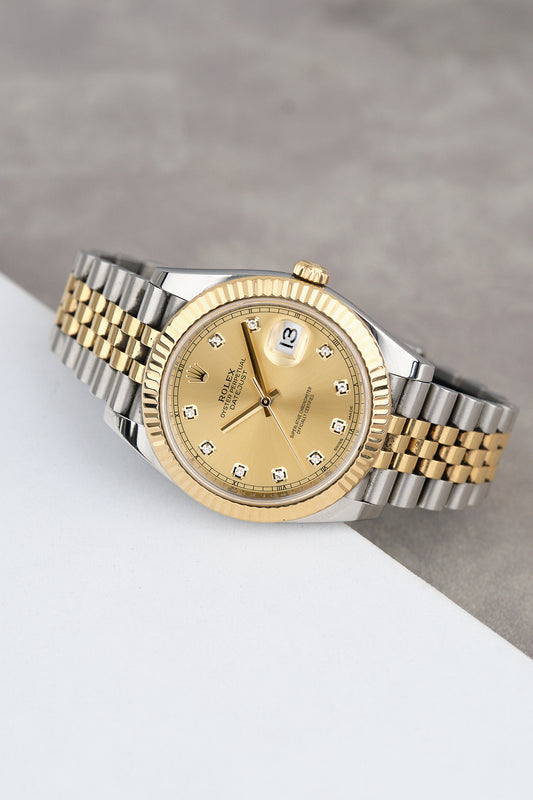 Rolex Datejust 41 Two Tone Yellow Gold Champagne Dial With Diamonds 126333 2019