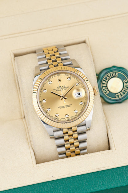 Rolex Datejust 41 Two Tone Yellow Gold Champagne Dial With Diamonds 126333 2026 (Brand New)