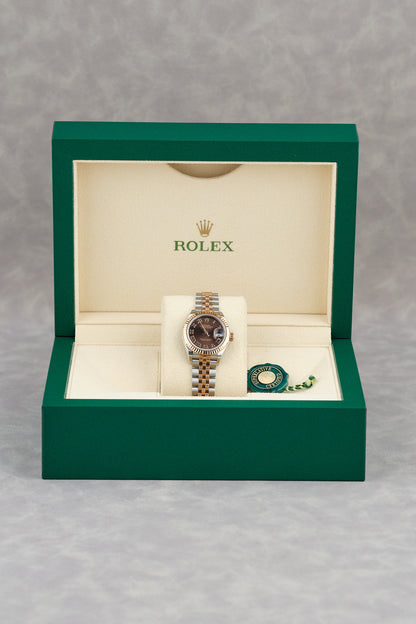 Rolex Lady Datejust 28 Two Tone Rose Gold Choco Roman Dial 279171 2026 (Brand New)