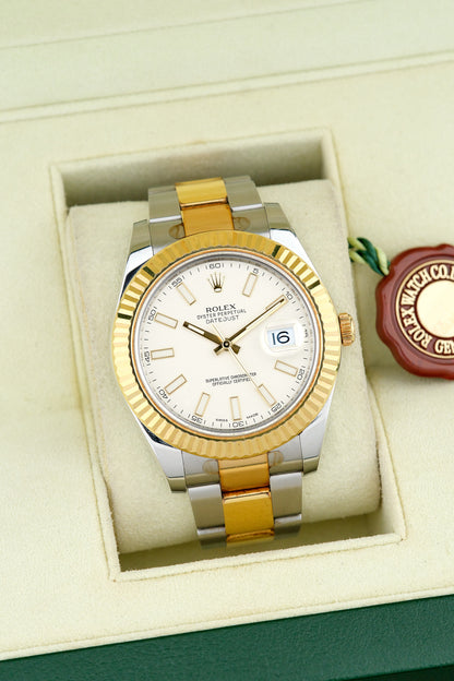Rolex Datejust II Two Tone Yellow Gold Ivory Dial 116333 2009