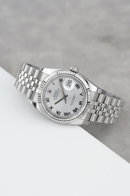 Rolex Datejust 36 Silver Roman Dial 116234 2016