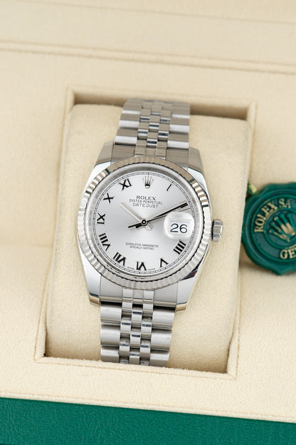 Rolex Datejust 36 Silver Roman Dial 116234 2016