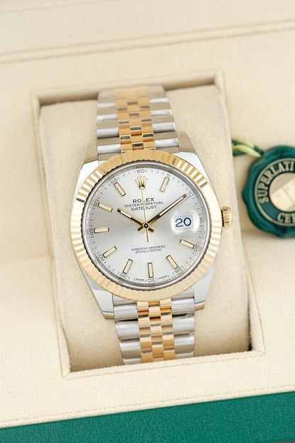 Rolex Datejust Two Tone Yellow Gold Silver Dial