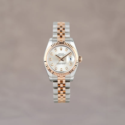 Rolex Datejust 26 Two Tone Everose Silver Dial with Diamonds