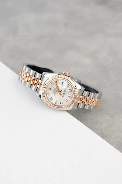 Rolex Datejust 26 Two Tone Everose Silver Dial with Diamonds