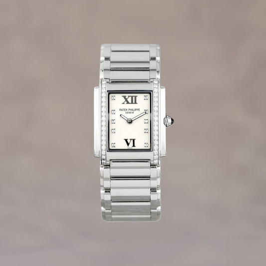 Patek Philippe Twenty ~4 White w/ Diamonds 25mm 4910 2008