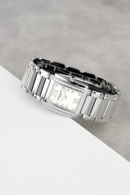 Patek Philippe Twenty ~4 White w/ Diamonds 25mm 4910 2008