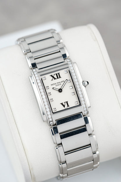 Patek Philippe Twenty ~4 White w/ Diamonds 25mm 4910 2008