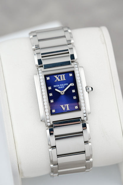 Patek Philippe Twenty ~ 4 Blue w/ Diamonds 4910/10A-012 2011