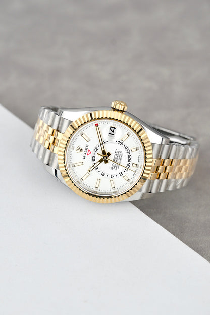 Rolex Sky Dweller 42 Two Tone Yellow Gold White Dial 326933 2023