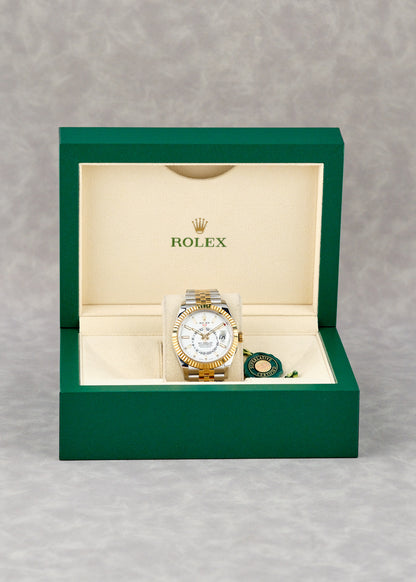 Rolex Sky-Dweller Two Tone Yellow Gold White Dial