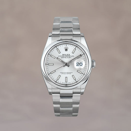 [SOLD] Rolex Datejust 36 White Stick Smooth Bezel 126200 2021