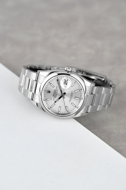 [SOLD] Rolex Datejust 36 White Stick Smooth Bezel 126200 2021