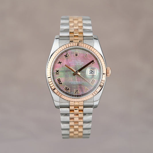 [RESERVED] Rolex Datejust 36 Two Tone Rose Gold Tahitian Mother of Pearl Roman 116231 2012
