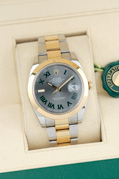 Rolex Datejust 41 Two Tone Yellow Gold Wimbledon Smooth 40mm 126303 2018