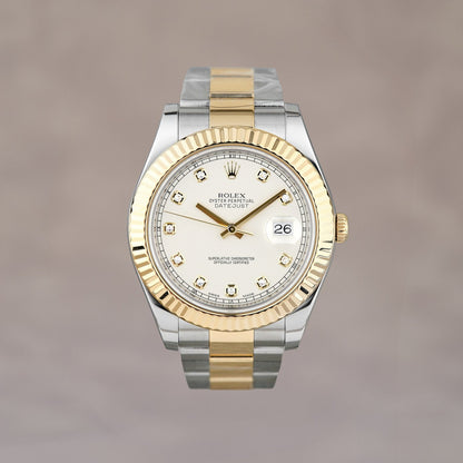 Rolex Datejust 41 Two Tone Yellow Gold White w/ Diamond 41mm 116333 2015
