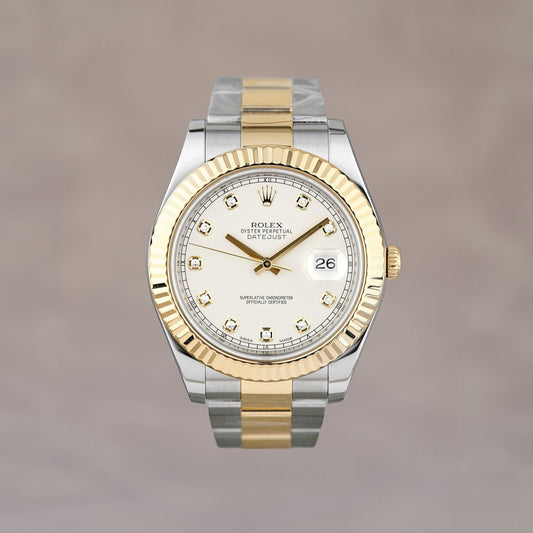 Rolex Datejust 41 Two Tone Yellow Gold White w/ Diamond 41mm 116333 2015
