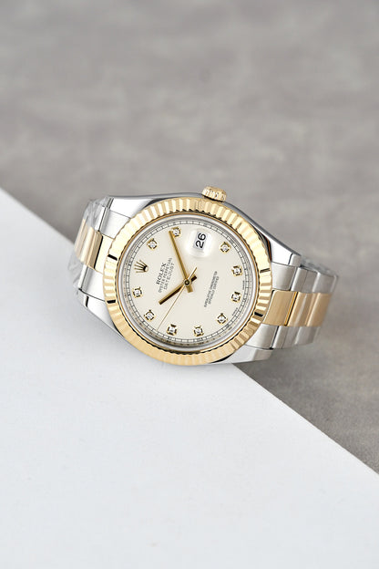 Rolex Datejust 41 Two Tone Yellow Gold White w/ Diamond 41mm 116333 2015