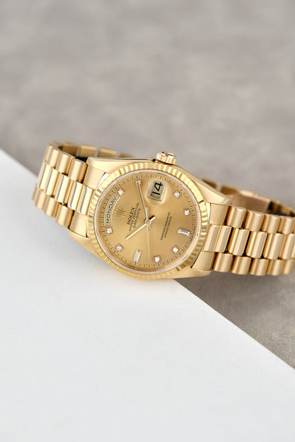 Rolex Daydate 36 Full Yellow Gold with Diamonds 36mm 18238 1995
