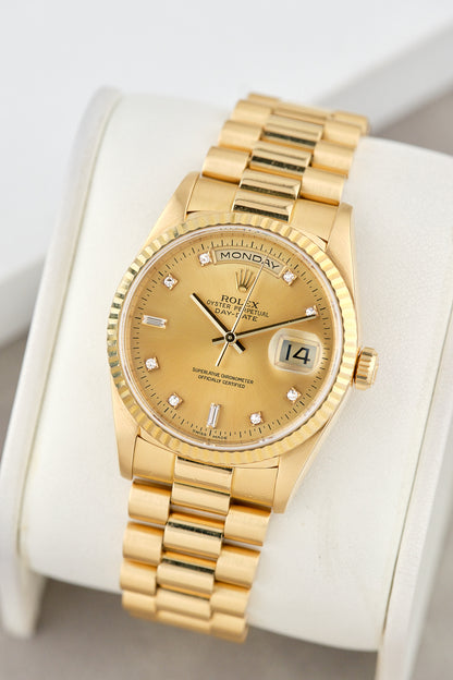 Rolex Daydate 36 Full Yellow Gold with Diamonds 36mm 18238 1995