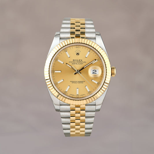 Rolex Datejust 41 Two Tone Yellow Gold Champagne Stick 41mm 126333 2018