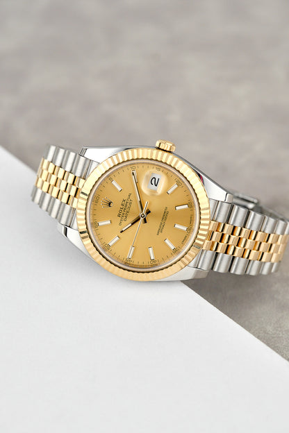Rolex Datejust 41 Two Tone Yellow Gold Champagne Stick 41mm 126333 2018