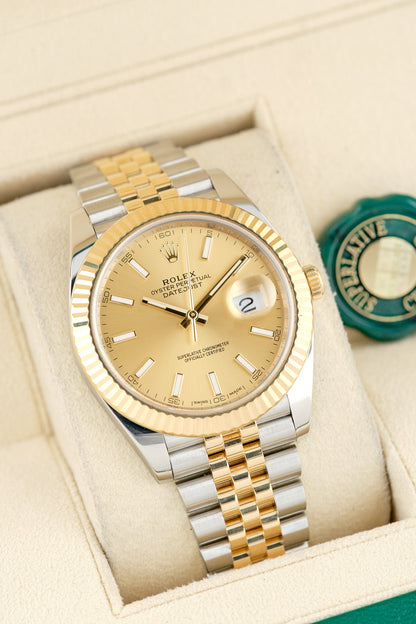 Rolex Datejust 41 Two Tone Yellow Gold Champagne Stick 41mm 126333 2018