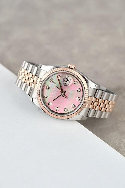 Rolex Datejust 36 Two Tone Yellow Gold Tahitian Mother of Pearl w/ Diamond 36mm 116231 2011
