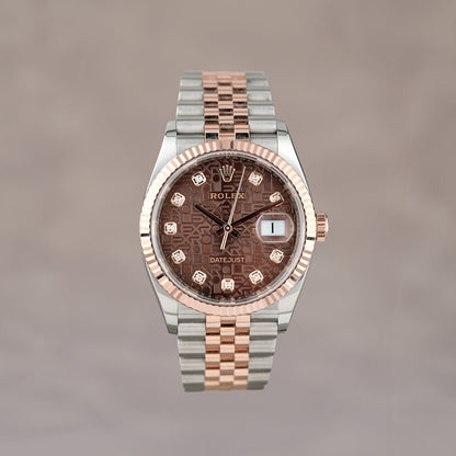 Rolex Datejust 36 Two Tone Rose Gold Choco Anniversary with Diamonds 36mm 126231 2018