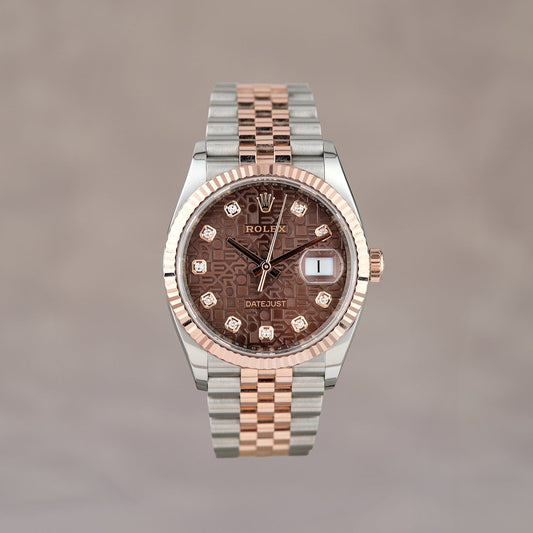 Rolex Datejust 36 Two Tone Rose Gold Choco Anniversary w/ Diamonds 36mm 126231 2021