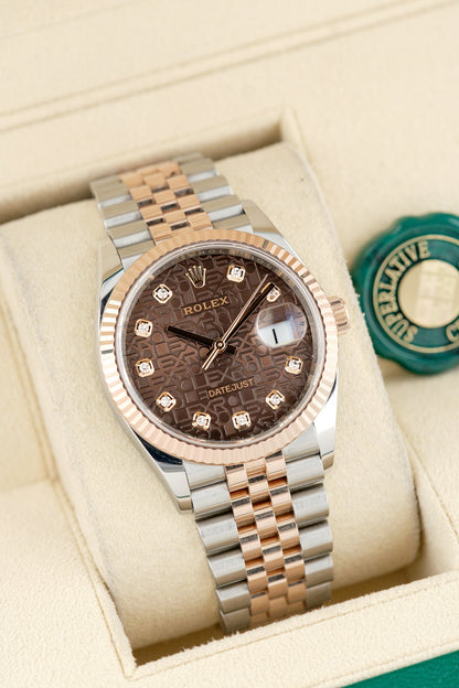 Rolex Datejust 36 Two Tone Rose Gold Choco Anniversary with Diamonds 36mm 126231 2018