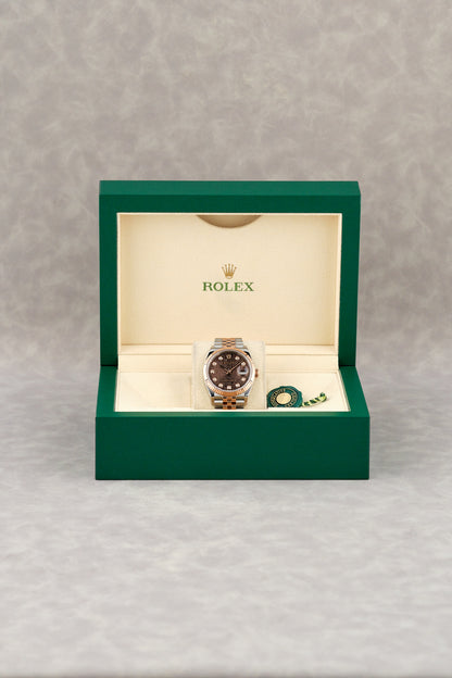 Rolex Datejust 36 Two Tone Rose Gold Choco Anniversary with Diamonds 36mm 126231 2018