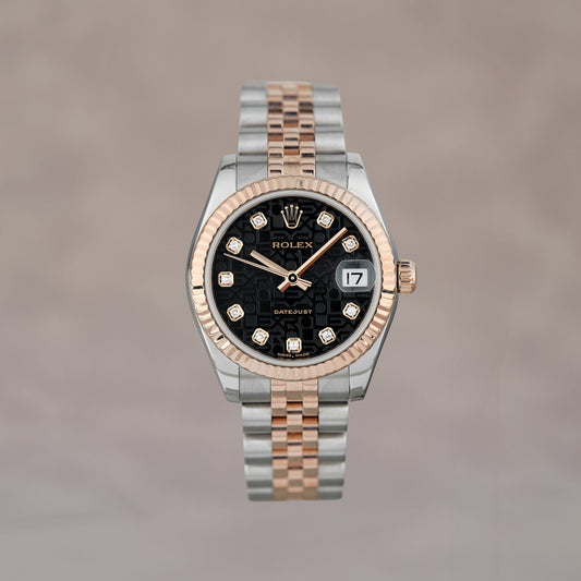 Rolex Datejust 31 Two Tone Rose Gold Black Computer w/ Diamond 31mm 178271 2010