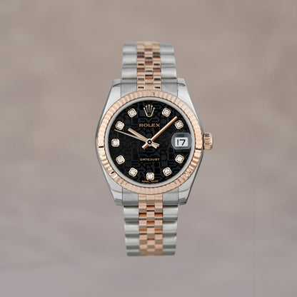 [RESERVED] Rolex Datejust 31 Two Tone Rose Gold Black with Diamonds 31mm 178271 2011