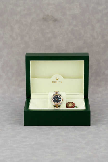 [RESERVED] Rolex Datejust 31 Two Tone Rose Gold Black with Diamonds 31mm 178271 2011