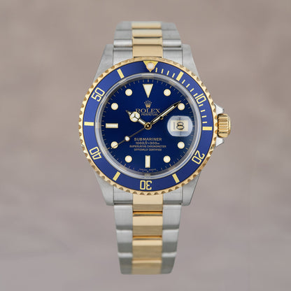 Rolex Submariner Date 40 Two Tone Yellow Gold Bluesy Pre-Ceramic 16613 1996