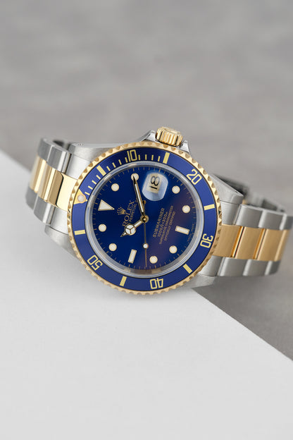 Rolex Submariner Date 40 Two Tone Yellow Gold Bluesy Pre-Ceramic 16613 1996