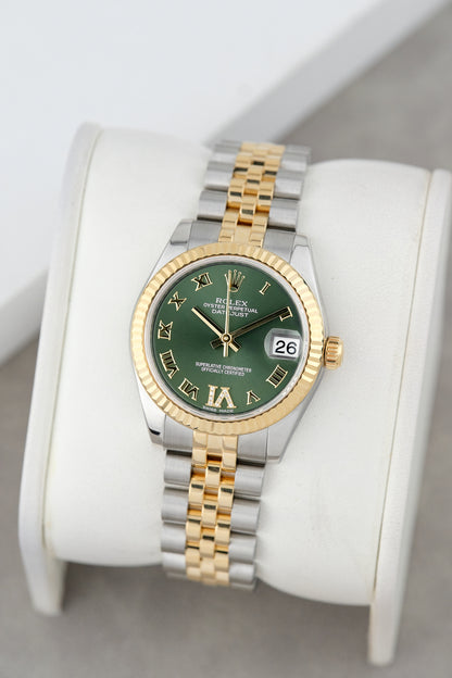 Rolex Datejust 31 Two Tone Yellow Gold Green w/ VI Diamond 31mm 178273 2018