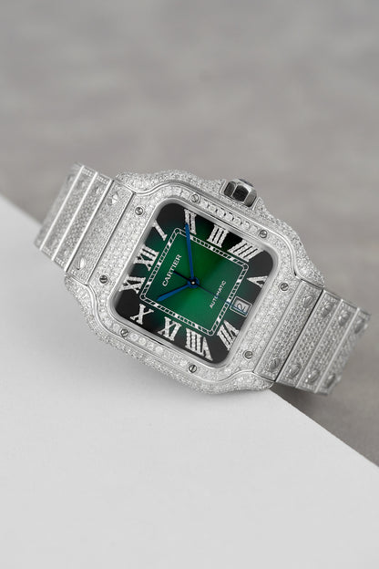 Cartier Santos Large Green Iced Out Large WSSA0018/4072 2022