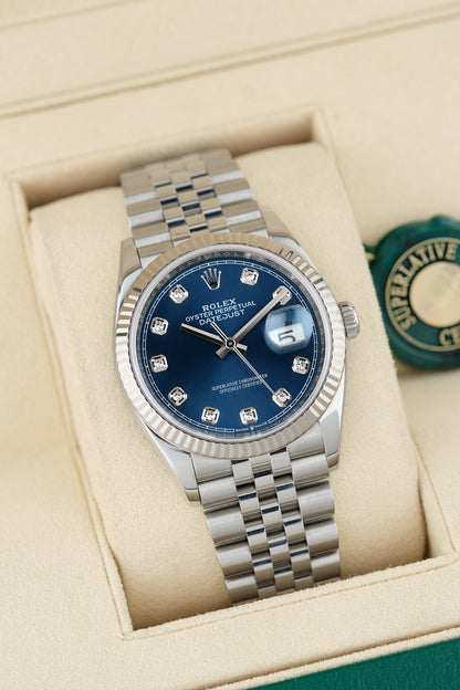 Rolex Datejust 36 Blue Dial With Diamonds 126234