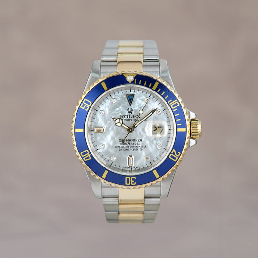 Rolex Submariner Date 40 Two Tone Yellow Gold Mother of Pearl w/ Diamonds 40mm 16613 2000