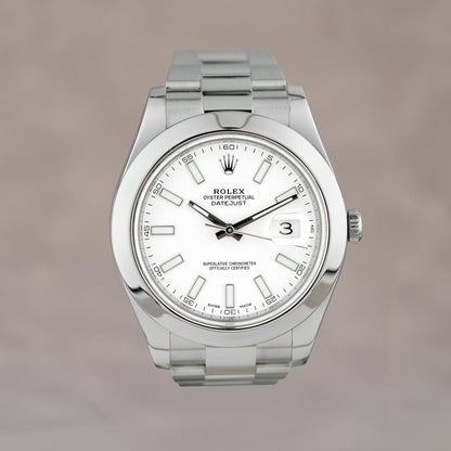 Rolex Datejust II 41 White Stick Smooth 41mm 116300 2016