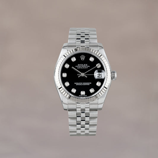 Rolex Datejust 31 Black Dial with Diamonds