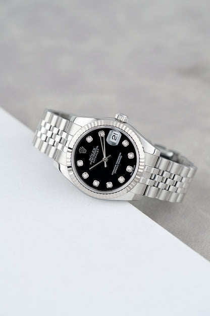 Rolex Datejust 31 Black Dial with Diamonds