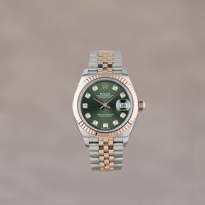 Rolex Datejust 28 Two Tone Everose Green Dial With Diamonds 279171 2026 (Brand New)