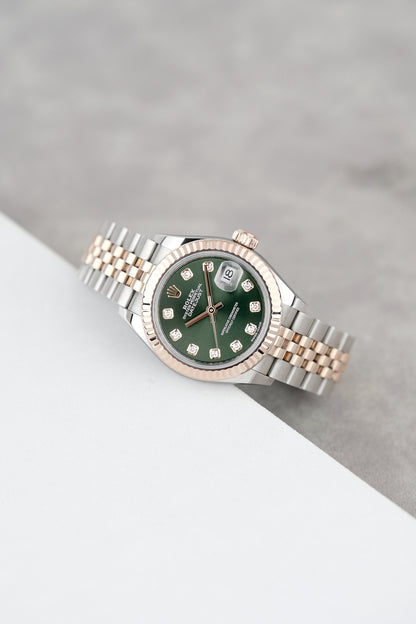 Rolex Datejust 28 Two Tone Everose Green Dial With Diamonds 279171 2026 (Brand New)